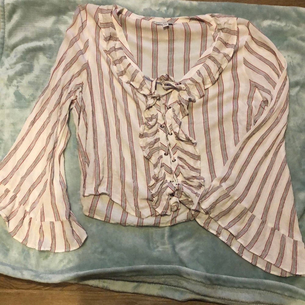 Long Sleeve Lace Up Blouse